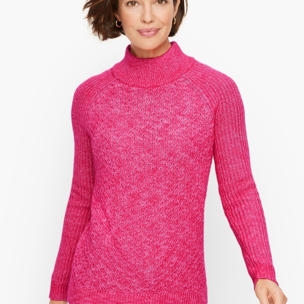 NWT! Talbots Textured Stitch Mock neck  Wool Blend Full Sleeve Sweater Women 2XP